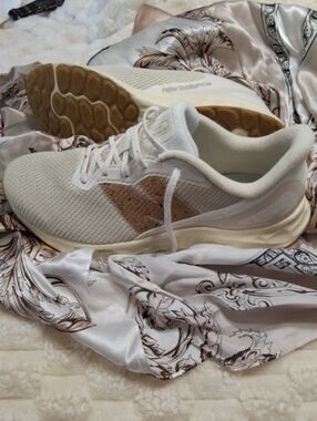 New Balance Women's Cream Knit Fresh Foam Running Shoes With Cork Accents